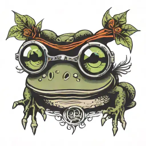 frog wizard glasses black grey style tattoo design idea
