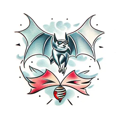 bat pinup tattoo design idea