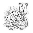 a wine glass with a drop tattoo design idea