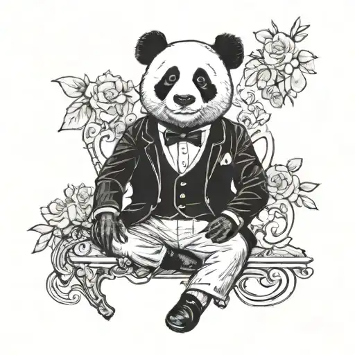 Panda as a gentleman (peaky blinder) tattoo design idea