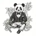 Panda as a gentleman (peaky blinder) tattoo design idea