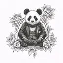 Panda as a gentleman (peaky blinder) tattoo design idea