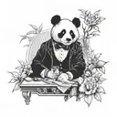 Panda as a gentleman (peaky blinder) tattoo design idea
