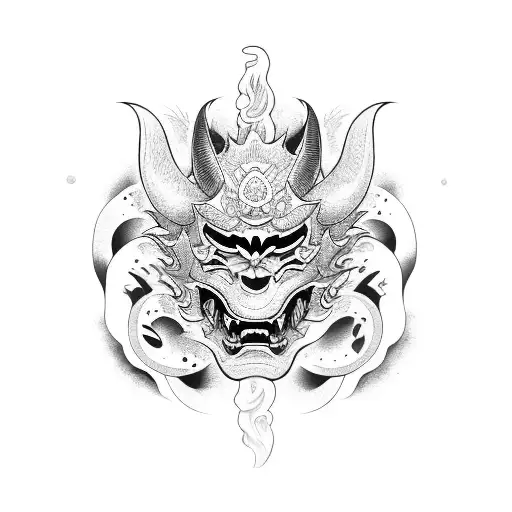 Hannya mask tattoo design idea