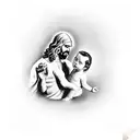 Jesus handing a baby boy to his father tattoo design idea