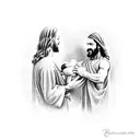 Jesus handing a baby boy to his father tattoo design idea
