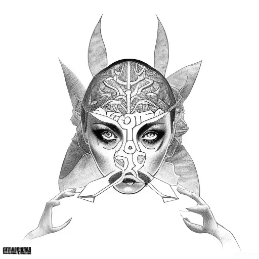 rebelious girl doing cocaine  tattoo design idea