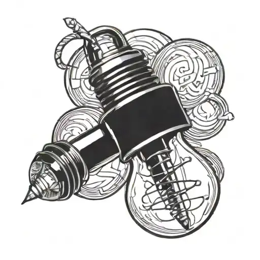 A lightbulb with climbing gear wrapped around it, symbolizing the client's dual passions for climbing and being an electrician tattoo design idea