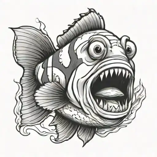 Nemo the clown fish with a cigarette in his mouth tattoo design idea