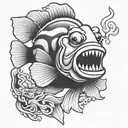Nemo the clown fish smoking a cigarette in his mouth tattoo design idea