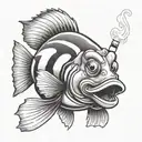 Nemo the clown fish smoking a cigarette in his mouth tattoo design idea