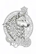 wolf and raven with elder futhark runes ofetoonesstzonnostotzof wrapping  tattoo design idea