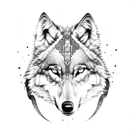 woman wearing wolf skin with snake sword tattoo design idea