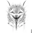 woman wolfskin snake sword tattoo design idea