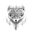 woman wolfskin snake sword tattoo design idea