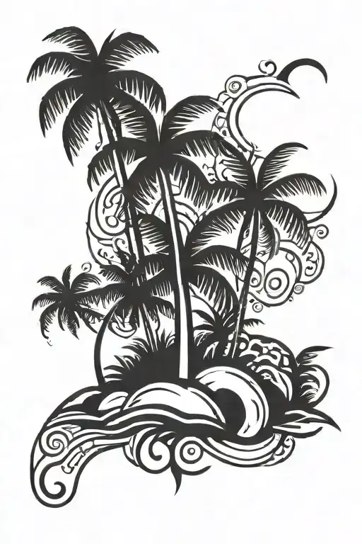 coconut tree tattoo design idea