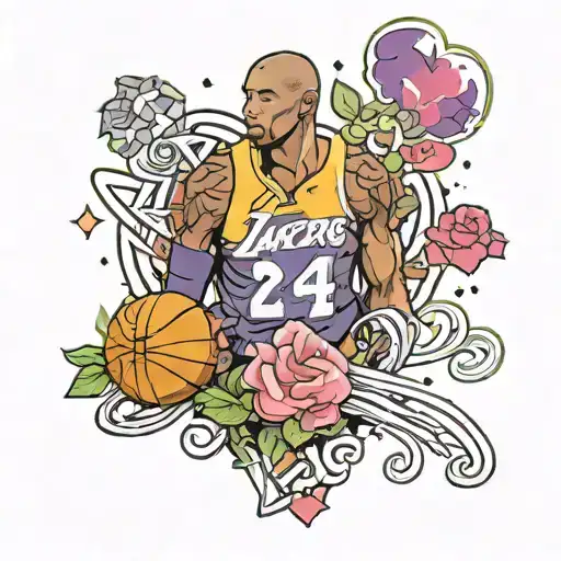 Luminous Valentine with Lakers jersey number 24 Kobe Bryant tattoo design idea