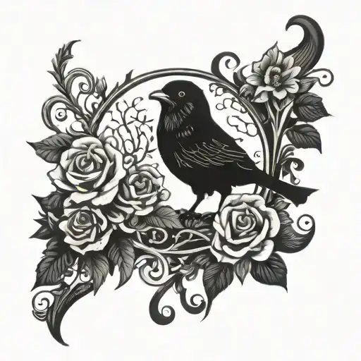 gothic edgar allen poe inspired  tattoo design idea