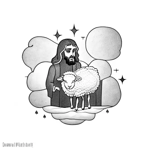 Jesus comforting a lost sheep  tattoo design idea