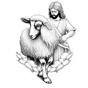 Jesus comforting a lost sheep  tattoo design idea