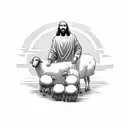 Jesus comforting a lost sheep  tattoo design idea