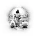 Jesus comforting a lost sheep  tattoo design idea