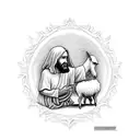 Jesus comforting a lost sheep  tattoo design idea