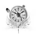 Feather with clock mechanics inside  tattoo design idea