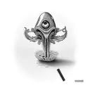 small alien smoking weed tattoo design idea