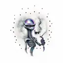 small alien smoking weed tattoo design idea