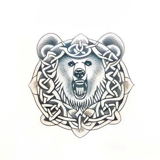 celtic tatoo design of bear protecting a cat tattoo design idea