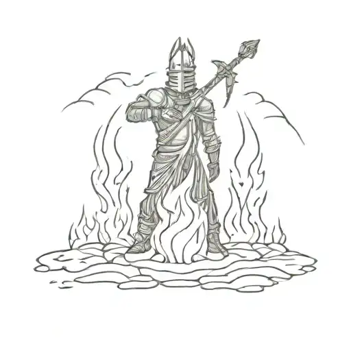 dark souls video game bonfire but only the bonfire tattoo design idea