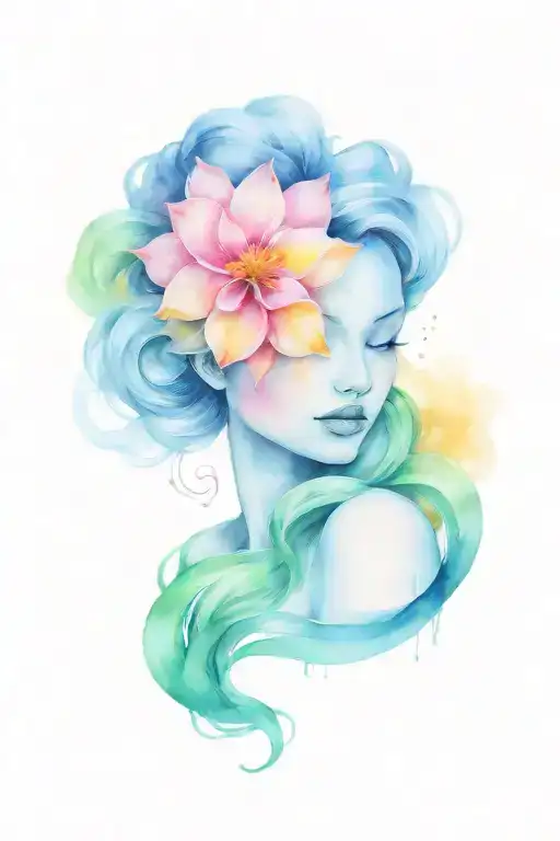 goddess and flower for cancer zodiac sign more on pinkish color  tattoo design idea
