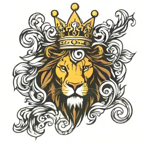 crown lion head tattoo design idea