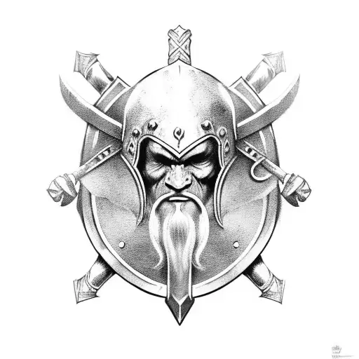 viking armor with axes tattoo design idea
