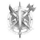 viking armor with axes tattoo design idea