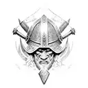 viking armor with axes tattoo design idea