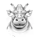hippo tattoo design idea