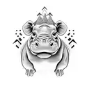 hippo tattoo design idea