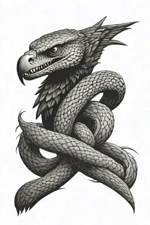 Snake and Crow tattoo design idea