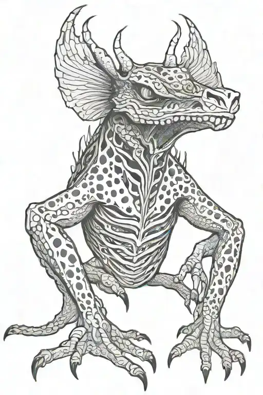 an scary animal with long arms wide open tattoo design idea