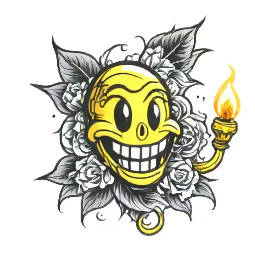 smiley lighter tattoo design idea