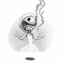alien smoking a joint with pink smoke tattoo design idea