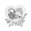 A minimalist design of Isaac and Savannah's wedding date inside a heart tattoo design idea