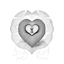 A minimalist design of Isaac and Savannah's wedding date inside a heart tattoo design idea