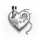 A minimalist design of Isaac and Savannah's wedding date inside a heart tattoo design idea