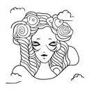 girl with head in clouds tattoo design idea