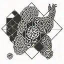 overthinking, animal, brain , heart, life ,worth, fuck tattoo design idea