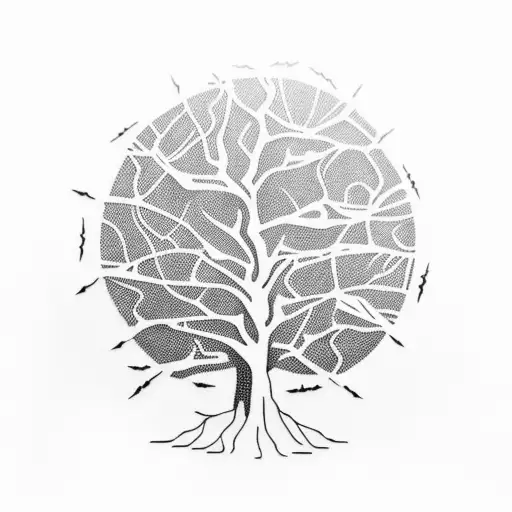 A tree with branches made of books, each book representing a different subject of knowledge tattoo design idea