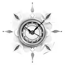 gothic clock with exposed gears and filigree tattoo design idea